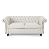 Bernie Loveseat 62 Inch Sofa Nailhead Trim Solid Wood Beige Tufted Fabric By Casagear Home BM321563