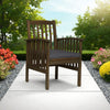 Gerry Dining Chair, Slatted Back Outdoor Natural Brown Wood, Dark Gray By Casagear Home