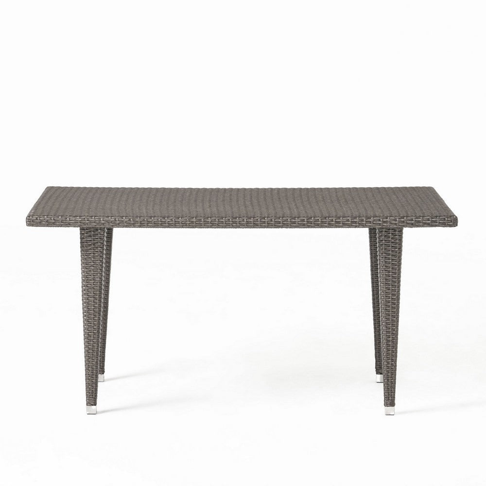 Miny Outdoor Dining Table 59 Inch Outdoor Iron Top Gray Faux Wicker By Casagear Home BM321568