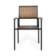 Side Dining Chair Set of 2 Outdoor Slatted Brown Acacia Wood Black Iron By Casagear Home BM321569