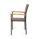 Side Dining Chair Set of 2 Outdoor Slatted Brown Acacia Wood Black Iron By Casagear Home BM321569