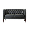 Janie Loveseat Bench 54 Inch Wood Tufted Diamond Black Faux Leather By Casagear Home BM321574