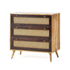 33 Inch Sideboard Cabinet, 3 Drawers, Cane Wicker Natural Brown Mango Wood By Casagear Home