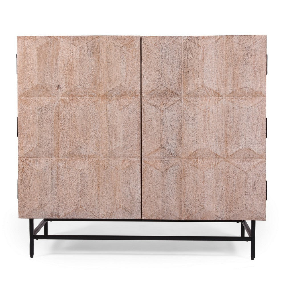 38 Inch Sideboard Cabinet Console 2 Doors 4 Shelves Brown Mango Wood By Casagear Home BM321585