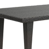 Miny Outdoor Rectangle Dining Table, 74 Inch Iron, Brown Wicker Rattan By Casagear Home