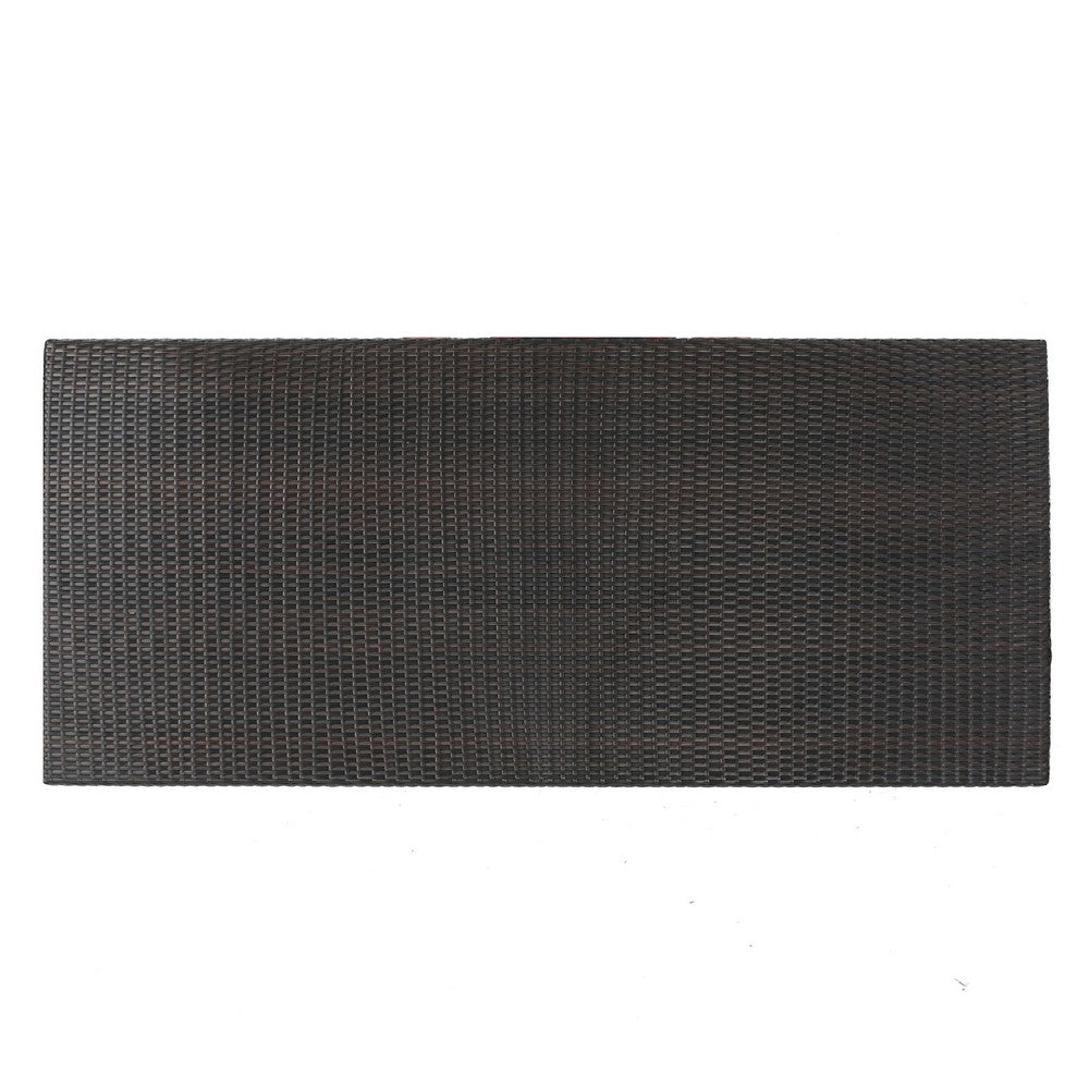 Miny Outdoor Rectangle Dining Table, 74 Inch Iron, Brown Wicker Rattan By Casagear Home