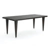 Miny Outdoor Rectangle Dining Table, 74 Inch Iron, Brown Wicker Rattan By Casagear Home