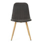 Illa Side Dining Chair Modern Style Iron Legs Dark Gray Wicker Rattan By Casagear Home BM321592