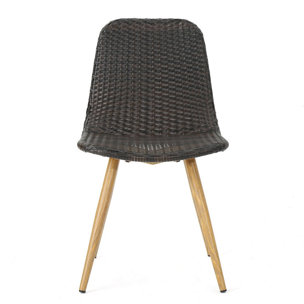 Illa Side Dining Chair Modern Style Iron Legs Dark Gray Wicker Rattan By Casagear Home BM321592