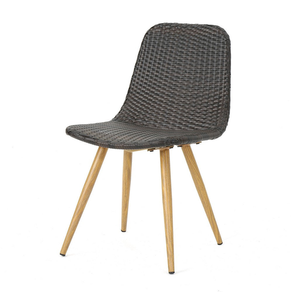 Illa Side Dining Chair Modern Style Iron Legs Dark Gray Wicker Rattan By Casagear Home BM321592