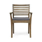 Dining Chair Slatted Back Modern Teak Brown Acacia Wood Gray Fabric By Casagear Home BM321595