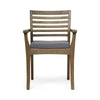 Dining Chair Slatted Back Modern Teak Brown Acacia Wood Gray Fabric By Casagear Home BM321595