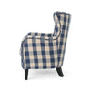 Riyank Accent Armchair Classic Wingback Blue and White Checkered Print By Casagear Home BM321606