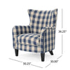 Riyank Accent Armchair Classic Wingback Blue and White Checkered Print By Casagear Home BM321606