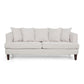 Zuko 74 Inch 3 Seater Sofa Beige Fabric 5 Accent Pillows Wood Legs By Casagear Home BM321609