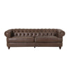 Vian 95 Inch 3 Seater Sofa Tufted Dark Brown Faux Leather Nailhead Trim By Casagear Home BM321612