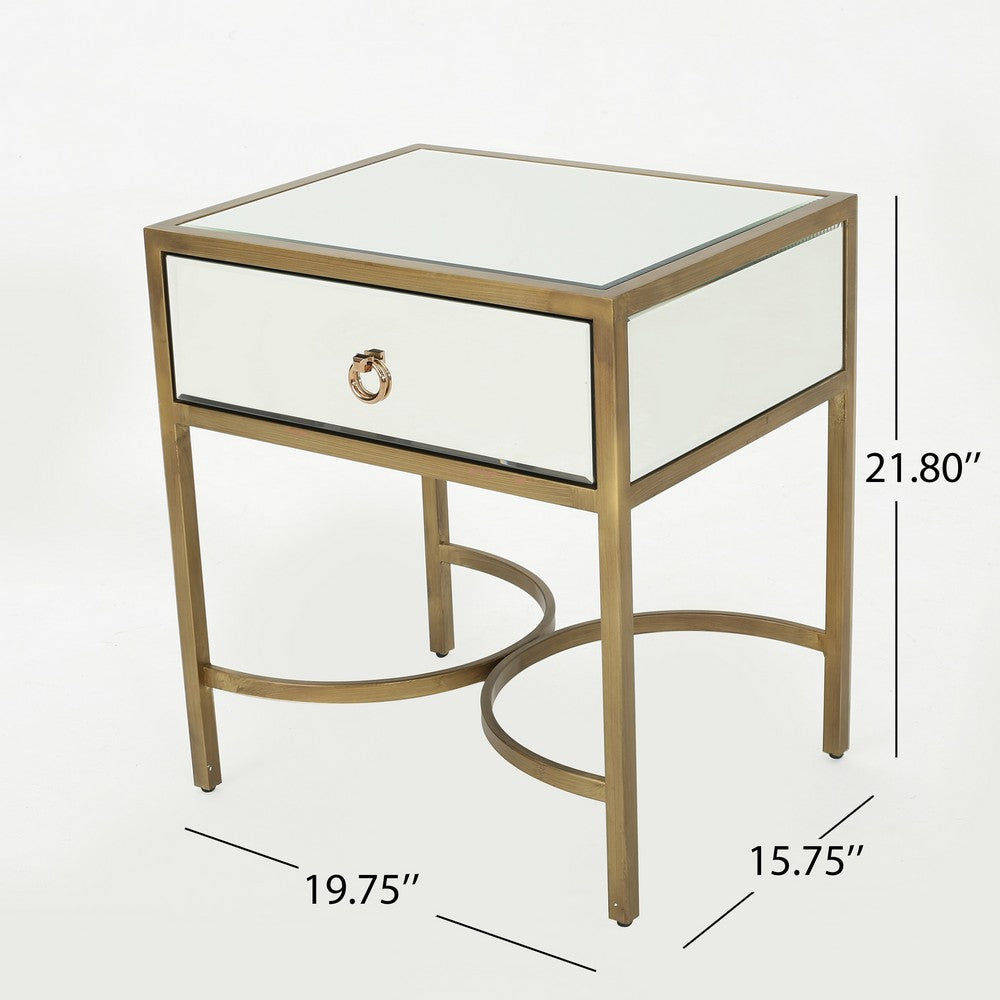 George Side End Table 1 Drawer Iron Gold Accents Rectangular 20 Inch By Casagear Home BM321614