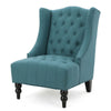 Todd Accent Chair Teal Blue Button Tufted Fabric Classic Wingback Design By Casagear Home BM321616