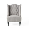 Todd Accent Chair Silver Gray Button Tufted Linen Classic Wingback Design By Casagear Home BM321617