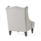 Todd Accent Chair Silver Gray Button Tufted Linen Classic Wingback Design By Casagear Home BM321617