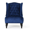 Todd Accent Chair Navy Blue Button Tufted Velvet Classic Wingback Design By Casagear Home BM321618