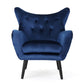 Siyan Accent Armchair Navy Blue Velvet Tufted Wingback Black Wood Legs By Casagear Home BM321619