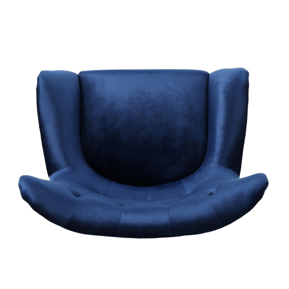 Siyan Accent Armchair Navy Blue Velvet Tufted Wingback Black Wood Legs By Casagear Home BM321619