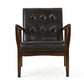 Mimi Accent Chair Dark Brown Faux Leather and Wood Button Tufted Backrest By Casagear Home BM321625