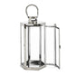 Clerk Lantern Silver Stainless Steel Hexagonal Tempered Glass 16 Inch By Casagear Home BM321645