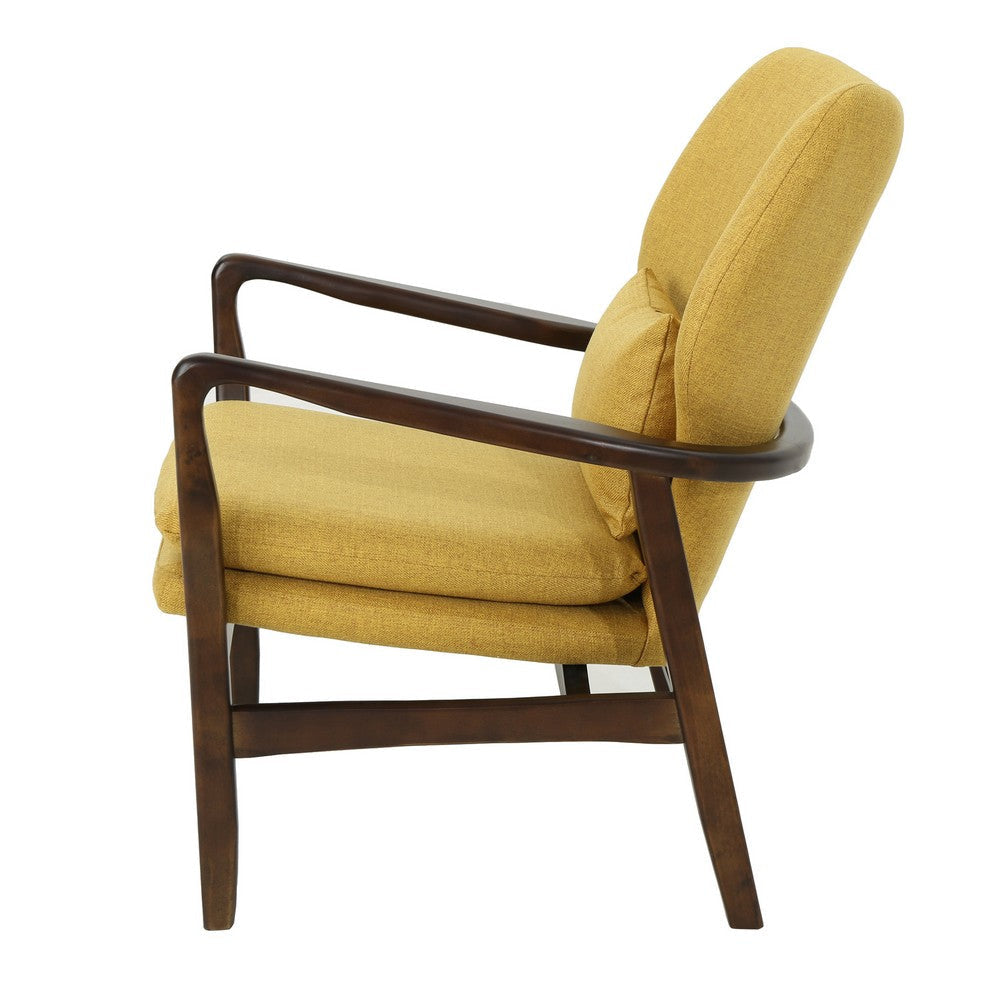 Keya Accent Chair Mustard Yellow Fabric Button Tufted Back Accent Pillow By Casagear Home BM321650