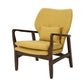 Keya Accent Chair, Mustard Yellow Fabric, Button Tufted Back, Accent Pillow By Casagear Home