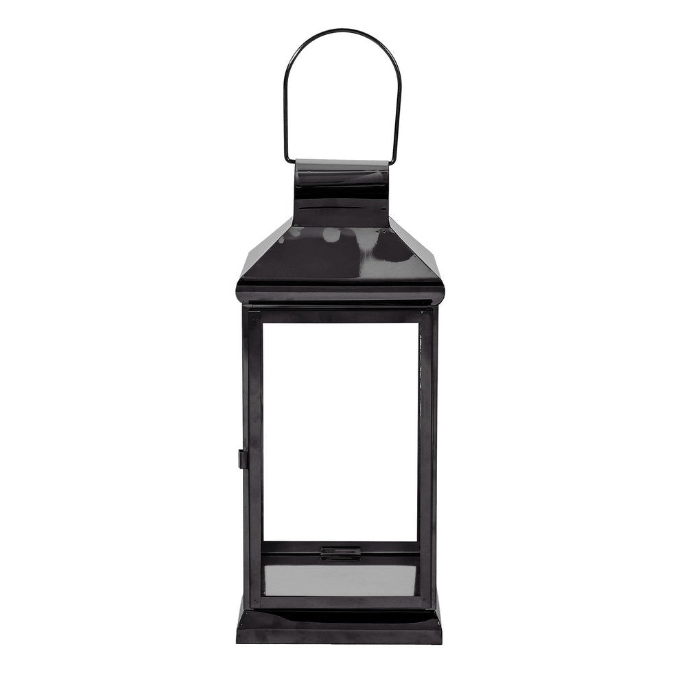 Giana 16 Inch Lantern Square Black Stainless Steel Frame Tempered Glass By Casagear Home BM321651