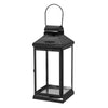 Giana 16 Inch Lantern, Square Black Stainless Steel Frame, Tempered Glass By Casagear Home