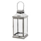 Giana 16 Inch Lantern, Square Silver Stainless Steel Frame, Tempered Glass By Casagear Home