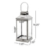 Giana 16 Inch Lantern Square Silver Stainless Steel Frame Tempered Glass By Casagear Home BM321652