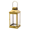 Giana 16 Inch Lantern, Square Gold Stainless Steel Frame, Tempered Glass By Casagear Home