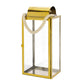 Bobby 19 Inch Lantern, Gold Stainless Steel, Curved Cap, Rope Handle By Casagear Home