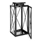 Eddie 14 Inch Lantern Black Stainless Steel X Frame Design Wire Handle By Casagear Home BM321660