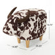 Massy Cow Kids Ottoman 25 Inches, Brown, White Velvet, Light Brown Horn By Casagear Home
