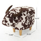 Massy Cow Kids Ottoman 25 Inches Brown White Velvet Light Brown Horn By Casagear Home BM321678