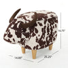 Massy Cow Kids Ottoman 25 Inches Brown White Velvet Light Brown Horn By Casagear Home BM321678