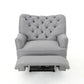 Power Recliner Lounge Chair Button Tufted Gray Soft Fabric Copper Accents By Casagear Home BM321683