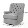 Power Recliner Lounge Chair Button Tufted Gray Soft Fabric Copper Accents By Casagear Home BM321683