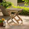 Kyre Outdoor Side Table, Foldable Slatted 23 Inch, Brown Acacia Wood By Casagear Home