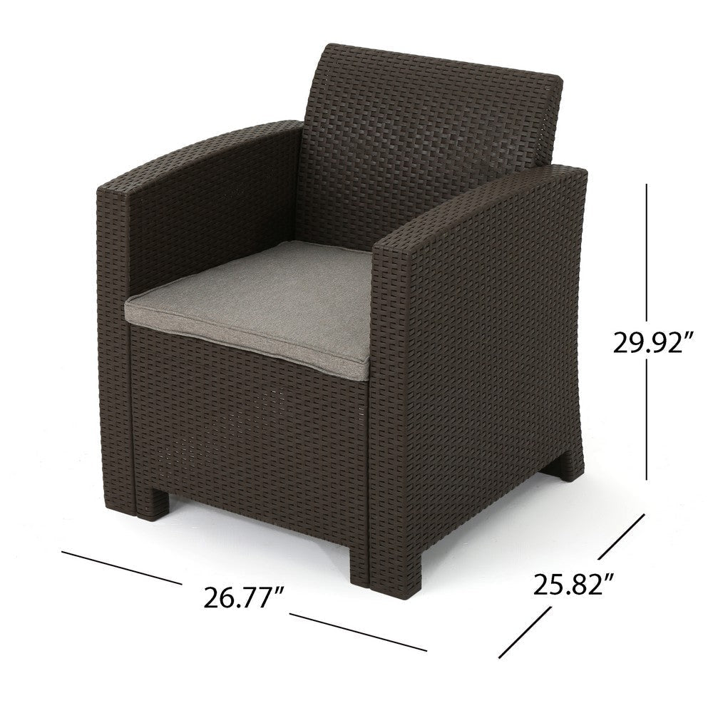 Rika Outdoor Club Chair Brown Faux Wicker Beige Water-Resistant Polyester By Casagear Home BM321698