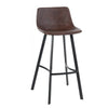 Barstool Chair Set of 2 Curved Seat Black Steel Brown Faux Leather By Casagear Home BM321700