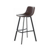Barstool Chair Set of 2 Curved Seat Black Steel Brown Faux Leather By Casagear Home BM321700
