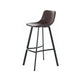 Barstool Chair Set of 2 Curved Seat Black Steel Brown Faux Leather By Casagear Home BM321700