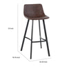 Barstool Chair Set of 2 Curved Seat Black Steel Brown Faux Leather By Casagear Home BM321700