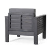 Quim Outdoor Club Chair Shutter Slat Panel Gray Acacia Wood Gray Fabric By Casagear Home BM321701